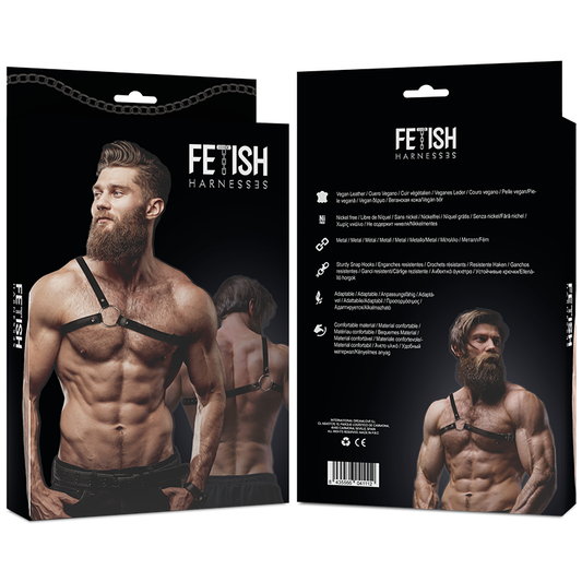 FETISH SUBMISSIVE - HARNAIS EN CUIR ÉCOLOGIQUE POUR HOMMES ÉPAULES CROISÉES ATTITUDE
