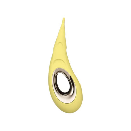Stimulateur LELO Dot Cruise jaune vue détail pointe elliptique silicone
