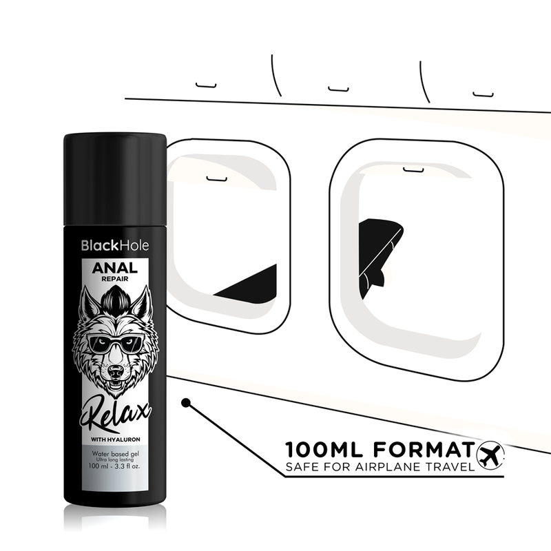 BLACK HOLE - RÉPARATION ANALE RELAX À BASE D'EAU AVEC HYALURON 100 ML