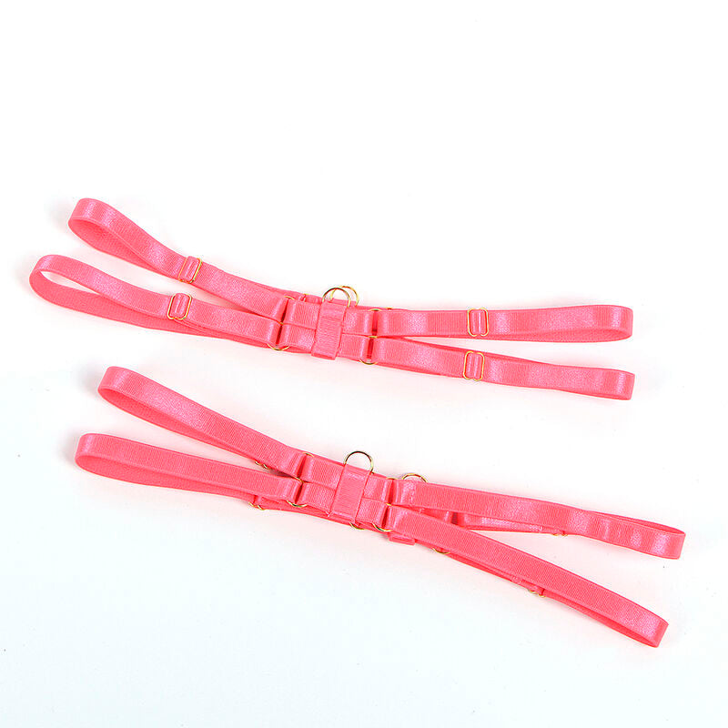 Ensemble Lingerie Sexy Rose Fluo - Soutien-Gorge avec Collier et Détails Jambes L/XL