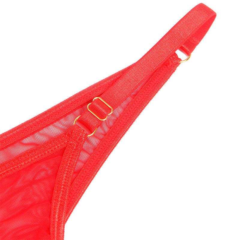 SUBBLIME - 955519 ENSEMBLE SOUTIEN-GORGE AVEC CHAÎNES ET COEUR EN MAILLE ROUGE S/M
