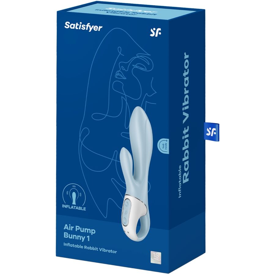 Vibrateur rabbit gonflable SATISFYER Air Pump Bunny bleu - vue principale

